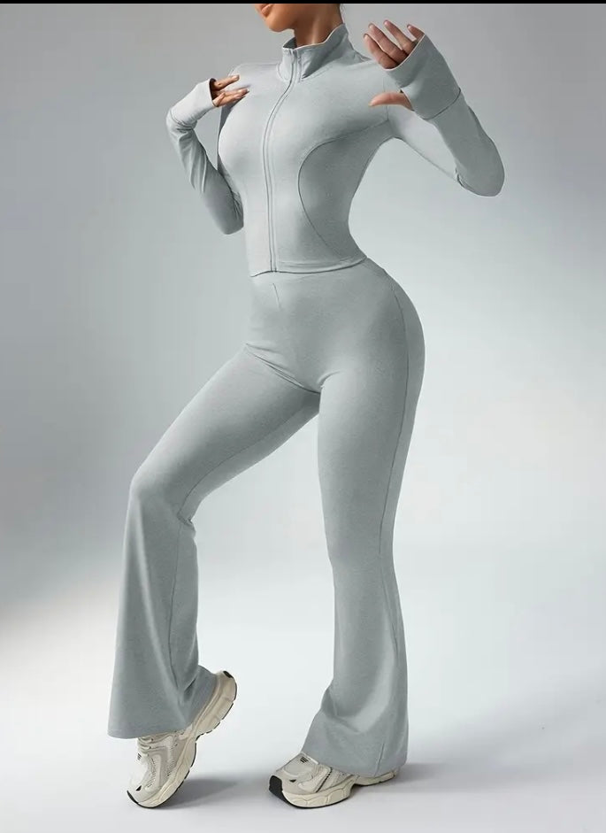 2026 Spring Summer Women's 2pcs Jacket & Flare Pants Set