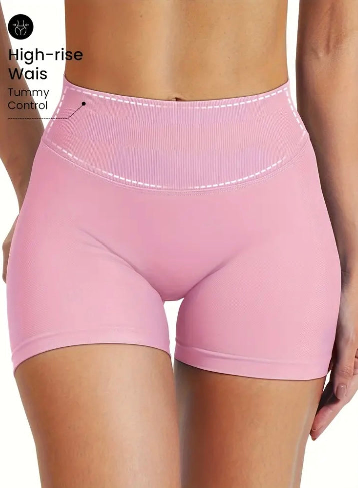 A Set of Three Seamless High Waisted Shorts for Women.
