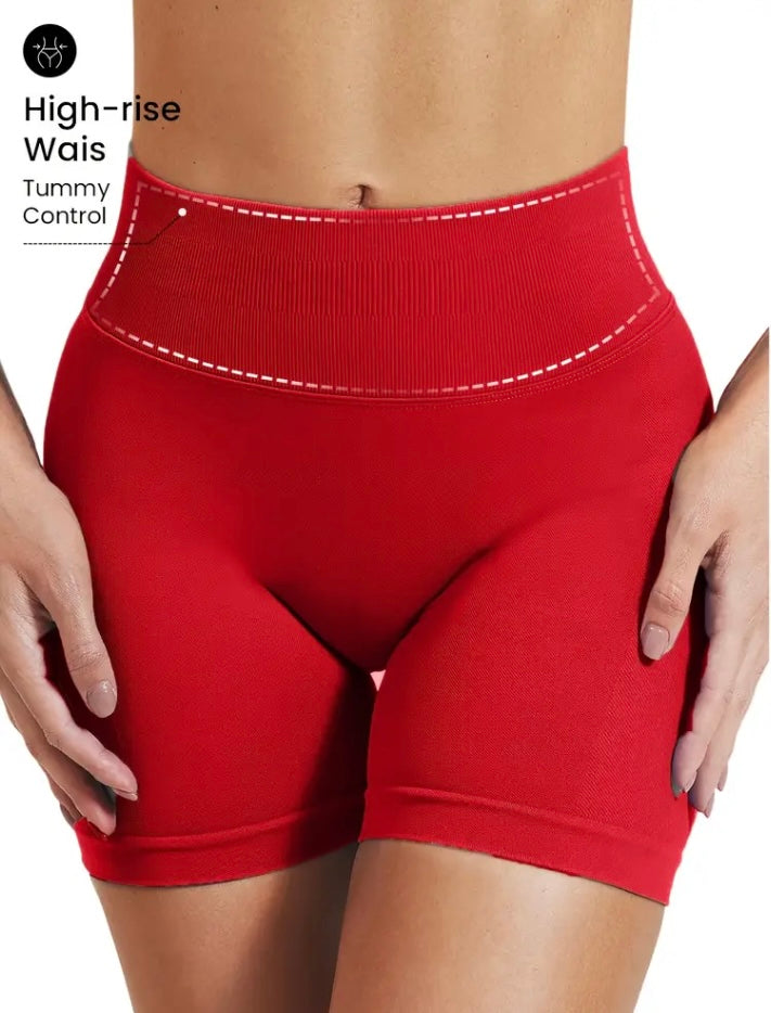 A Set of Three Seamless High Waisted Shorts for Women.